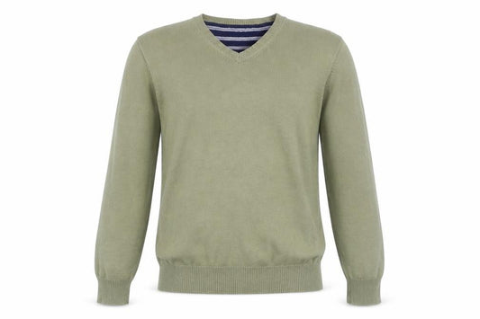 Front view of Blue Harbour men’s green jumper, size S