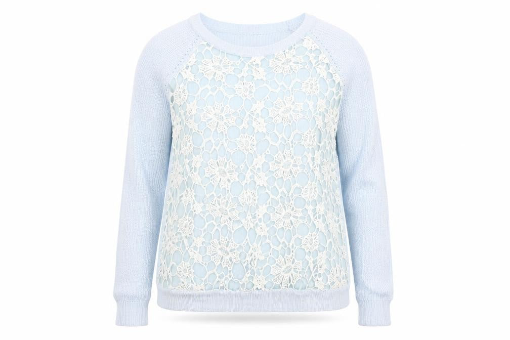 Front view of Select women’s blue floral jumper, size UK 18