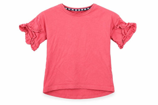 Front view of F&F girls’ pink basic t-shirt, size 12-18, months