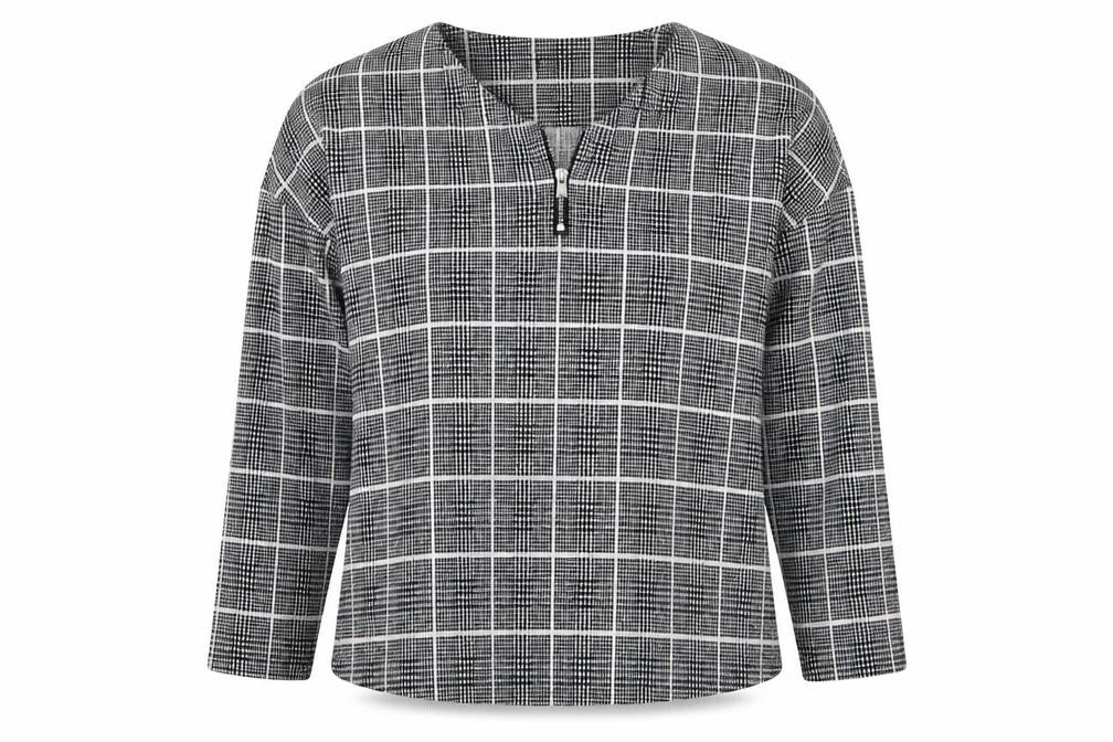 Bonmarché Womens Black Check Basic Blouse Size 12