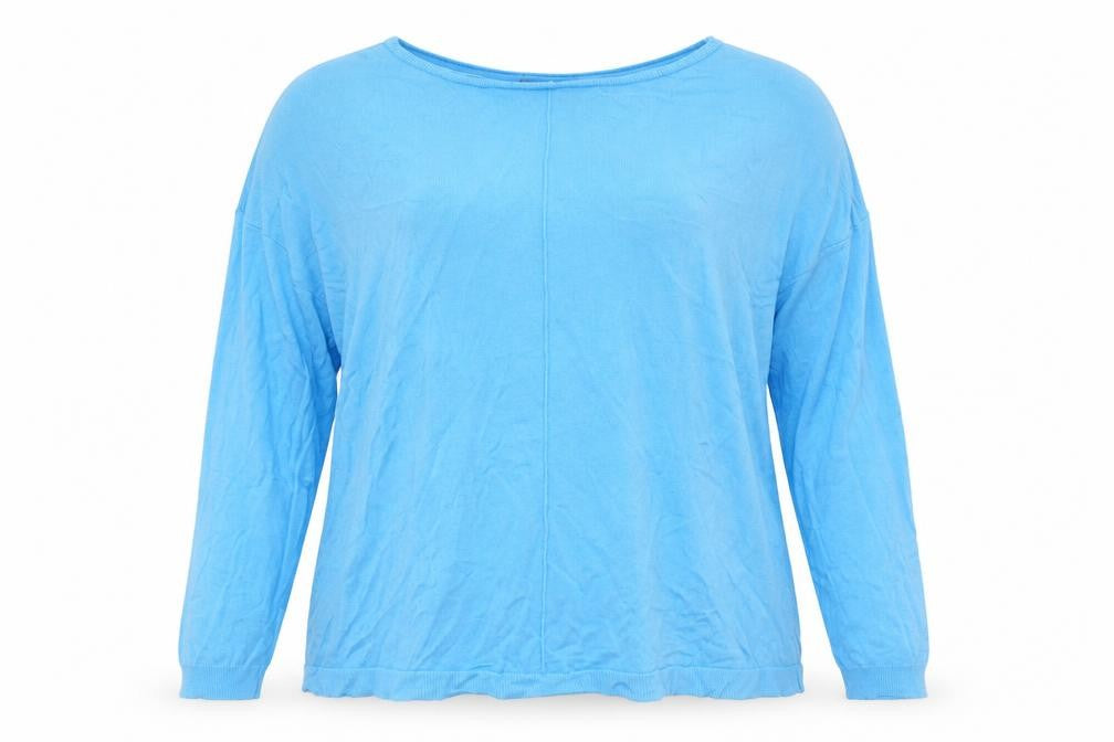 Front view of Atmosphere women’s blue knit jumper, size UK 20