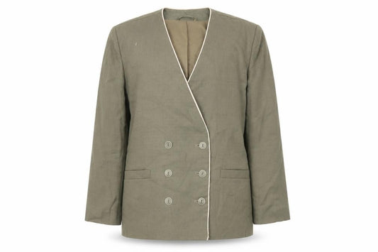 Front view of Debenhams women’s green jacket, size UK 14