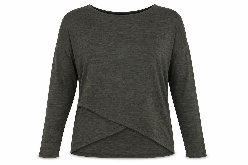 Front view of New Look women’s green jumper, size UK 14