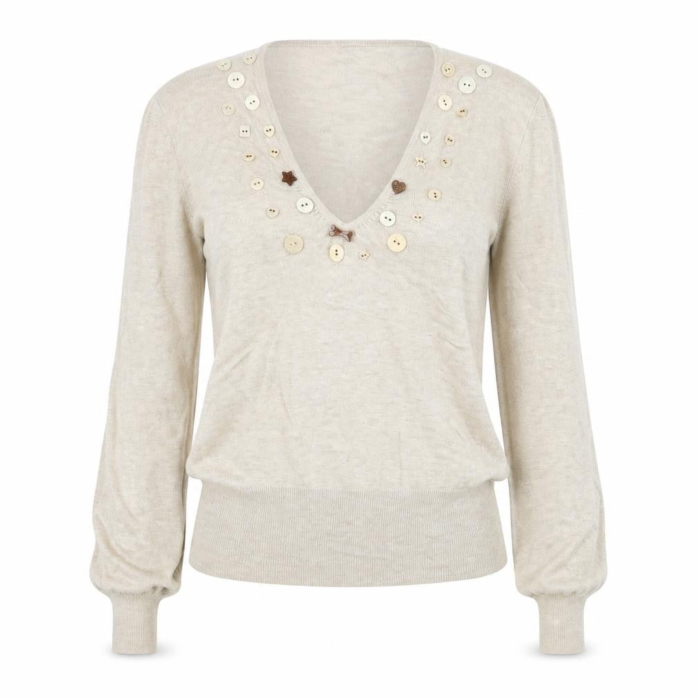 Front view of Preworn women’s beige jumper, size S