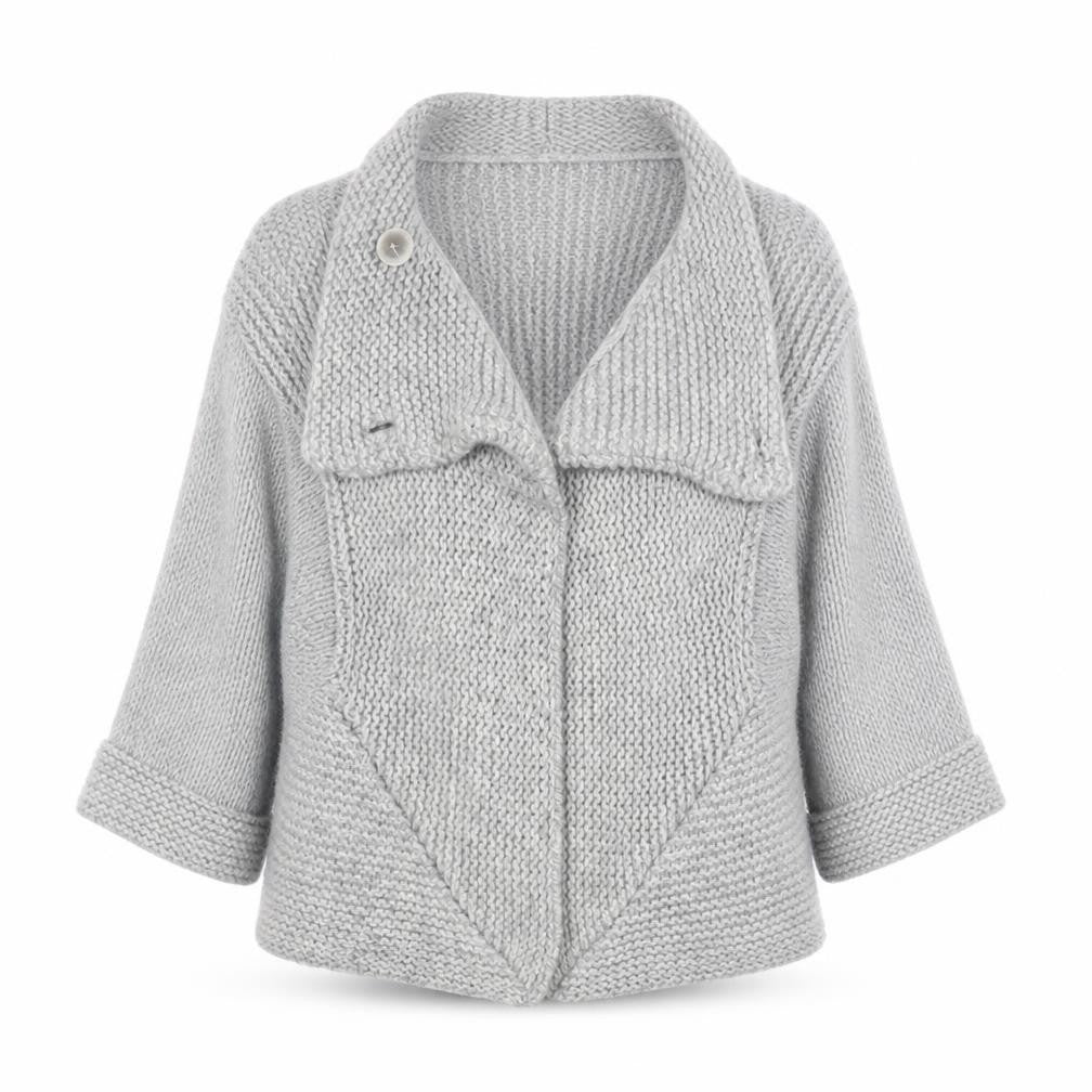 Front view of Oasis women’s grey cardigan jumper, size S