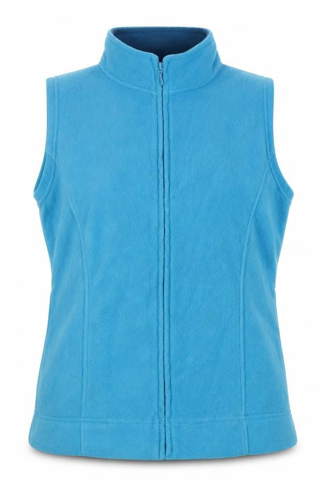 Front view of isle women’s blue full zip jumper, size UK 14