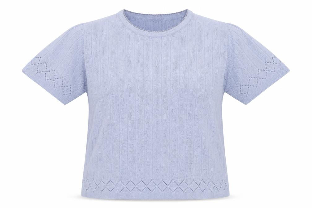 Front view of j.frazer women’s blue basic t-shirt, size UK 14
