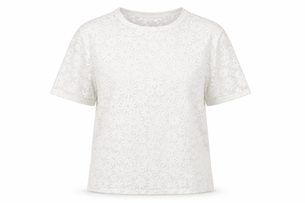 Front view of South women’s silver floral basic t-shirt, size UK 16