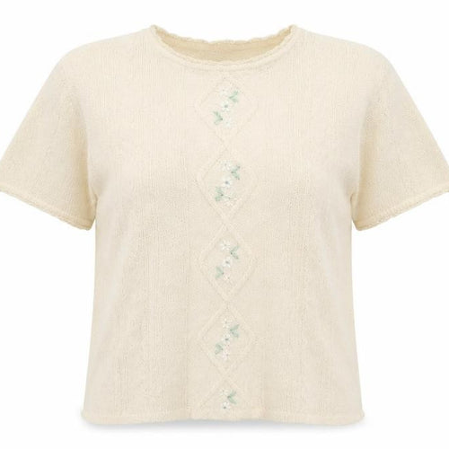 EWM Womens Ivory   Pullover Jumper Size M  - Floral embroidery
