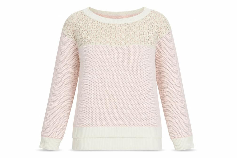ASOS Womens Pink   Pullover Jumper Size 6  - lace neckline detail