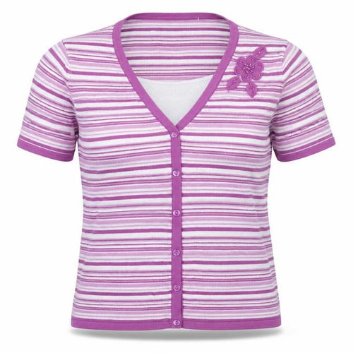 BM Collection Womens Purple Striped  Pullover Jumper Size M