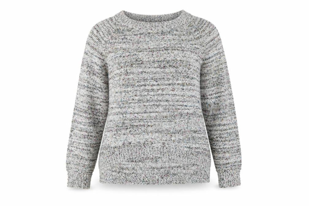 Front view of New Look women’s grey jumper, size UK 14