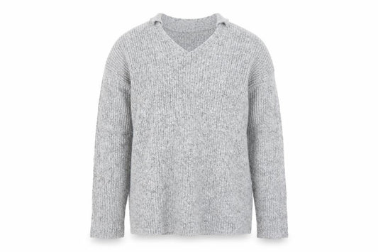 Front view of New Look girls’ grey jumper, size 14-15, years - choker style neck