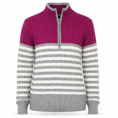 Daily Sports Womens Grey Striped  Pullover Jumper Size S