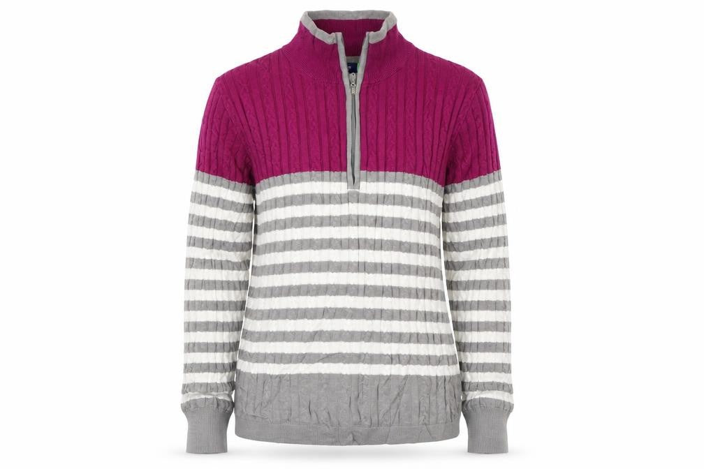 Daily Sports Womens Grey Striped  Pullover Jumper Size S