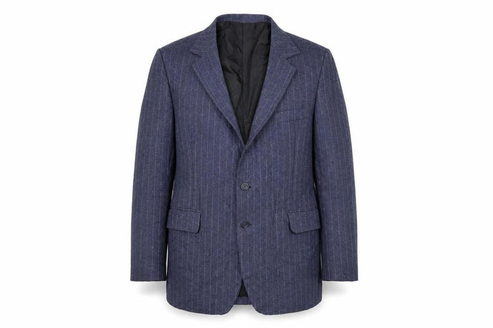 Preworn Mens Blue Striped Jacket Suit Size 38