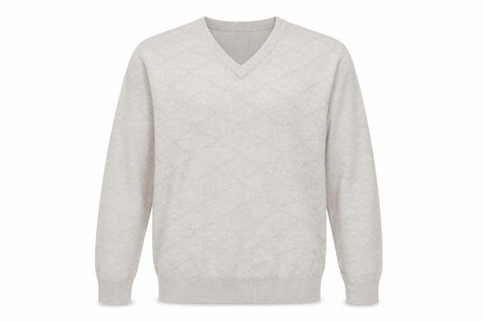 Front view of Marcello men’s beige knit jumper, size L