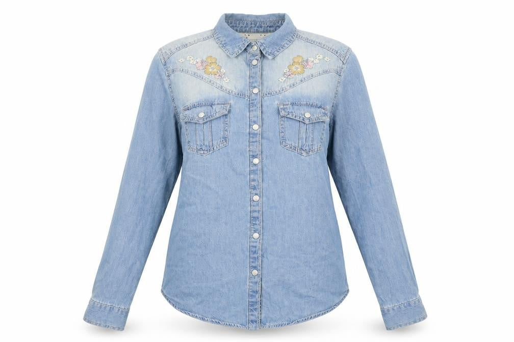 Front view of New Look women’s blue jacket coatigan, size UK 8