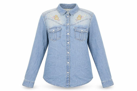 Front view of New Look women’s blue jacket coatigan, size UK 8