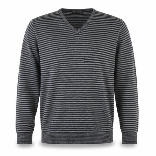 Marks and Spencer Mens Grey Striped Knit Pullover Jumper Size L