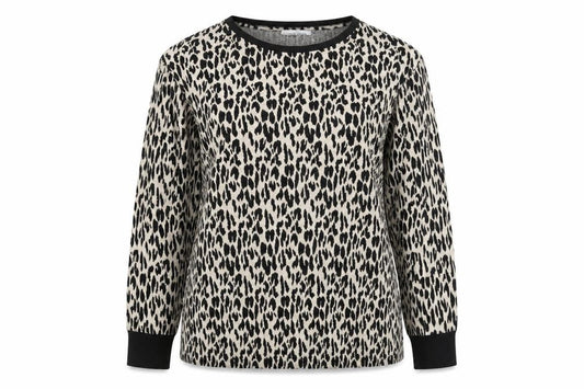 Front view of Papaya women’s beige animal print jumper, size UK 12