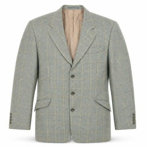 Van Kollen Mens Green Houndstooth  Jacket Suit Jacket Size 42