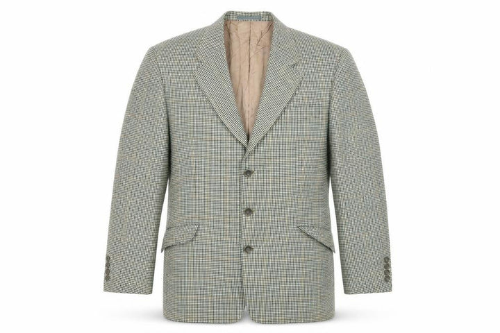 Van Kollen Mens Green Houndstooth Jacket Suit Jacket Size 42