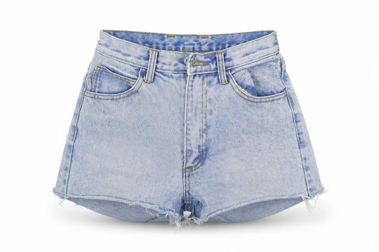 Front view of J.Galt women’s blue denim hot pants shorts, size S