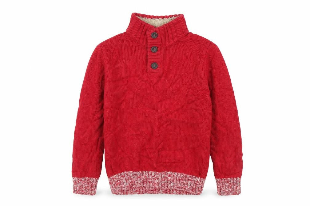 Front view of Lands' End boys’ red knit jumper, size L
