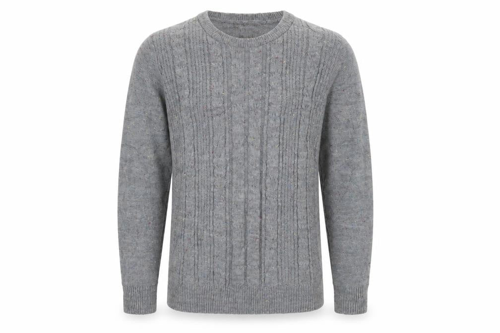 Front view of Hemingway men’s grey knit jumper, size M