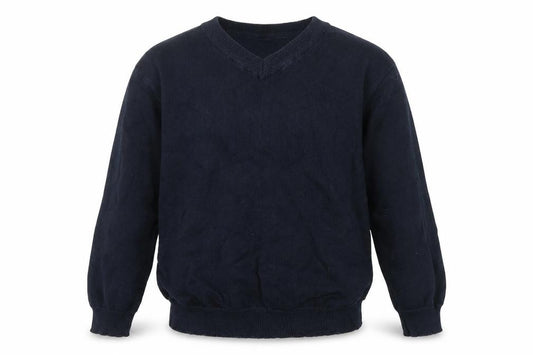 Front view of Tu boys’ blue knit jumper, size 6, years - school