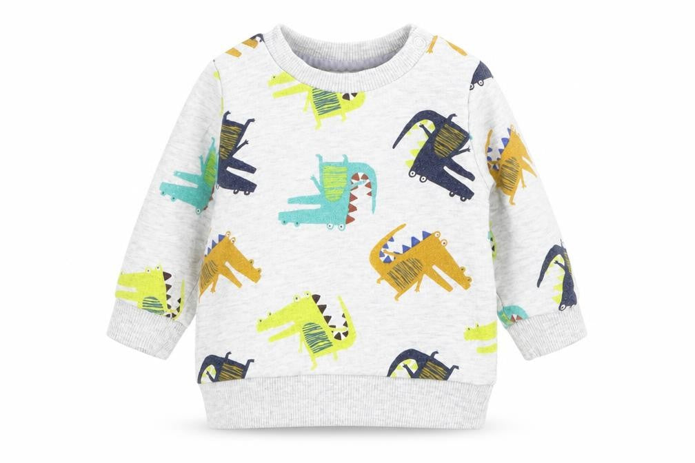 F&F Boys Grey Geometric Knit Pullover Jumper Size 0-3 Months  - Dinosaur
