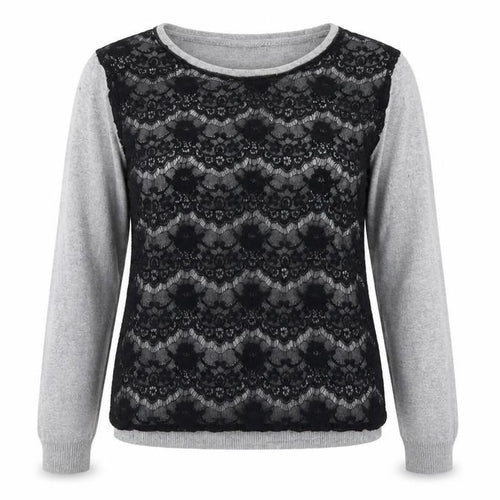 Topshop Womens Grey  Knit Pullover Jumper Size 10  - Lace Detail