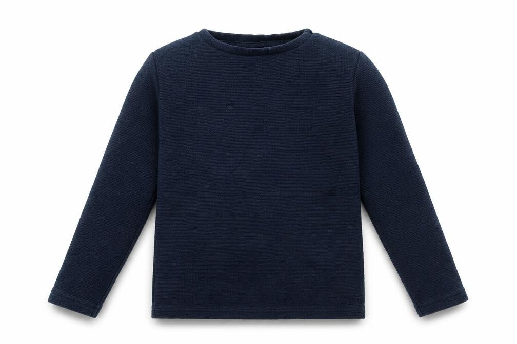 Front view of Next boys’ blue knit jumper, size 6, years