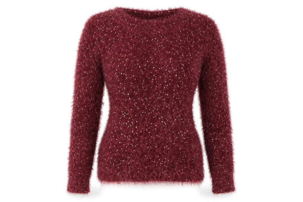 Front view of Inspire women’s brown knit jumper, size L