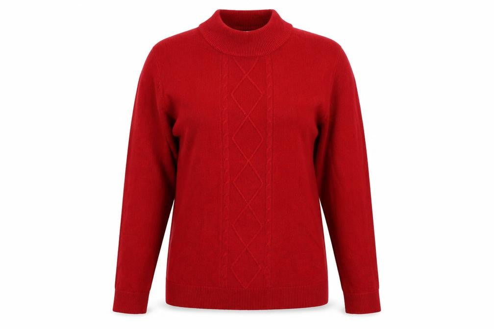 Front view of First Avenue women’s red knit jumper, size L