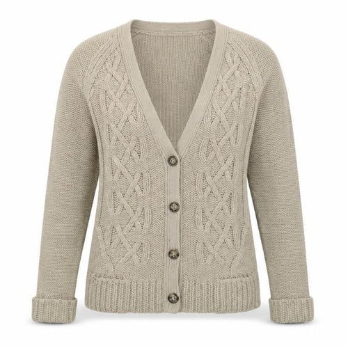DEX Products Womens Beige  Knit Cardigan Jumper Size S