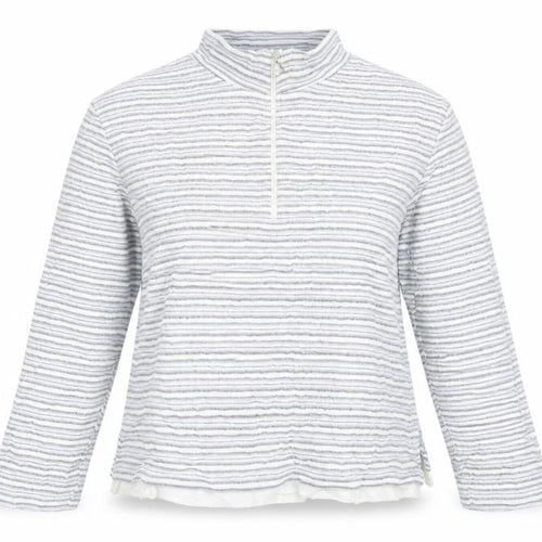 Bonmarché Womens Blue Striped  Henley Sweatshirt Size M