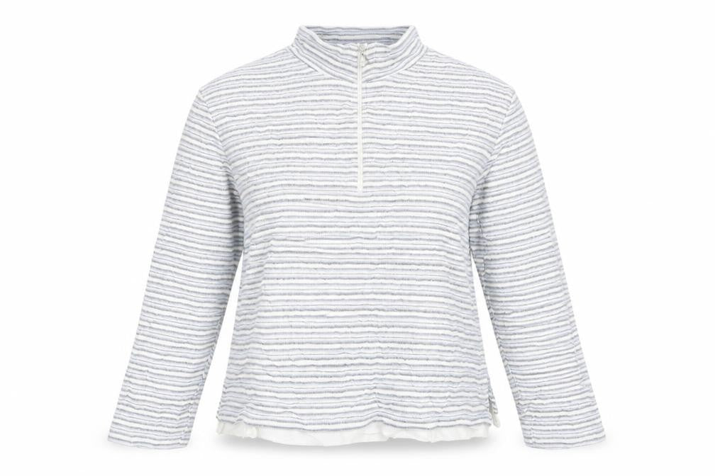 Bonmarché Womens Blue Striped  Henley Sweatshirt Size M