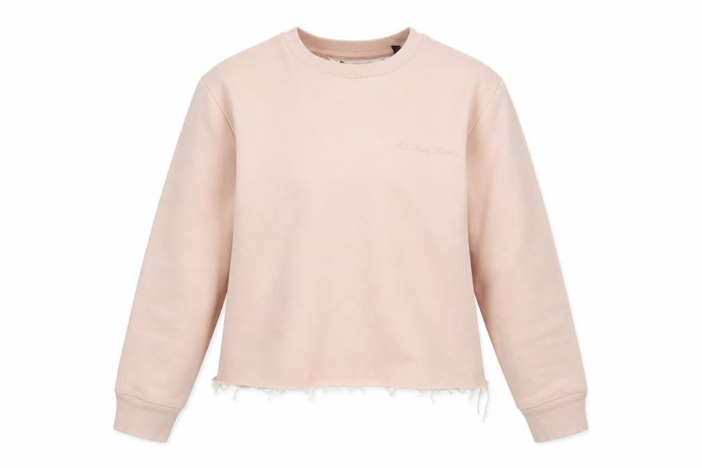 Front view of Topshop women’s pink pullover sweatshirt, size UK 14