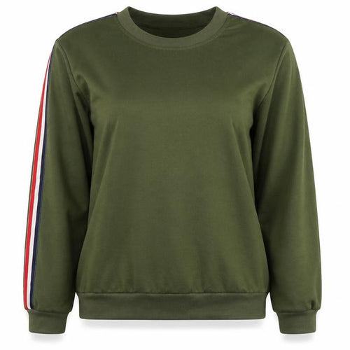 Liranmel Womens Green Striped  Pullover Sweatshirt Size 2XL  - stripe on sleeves