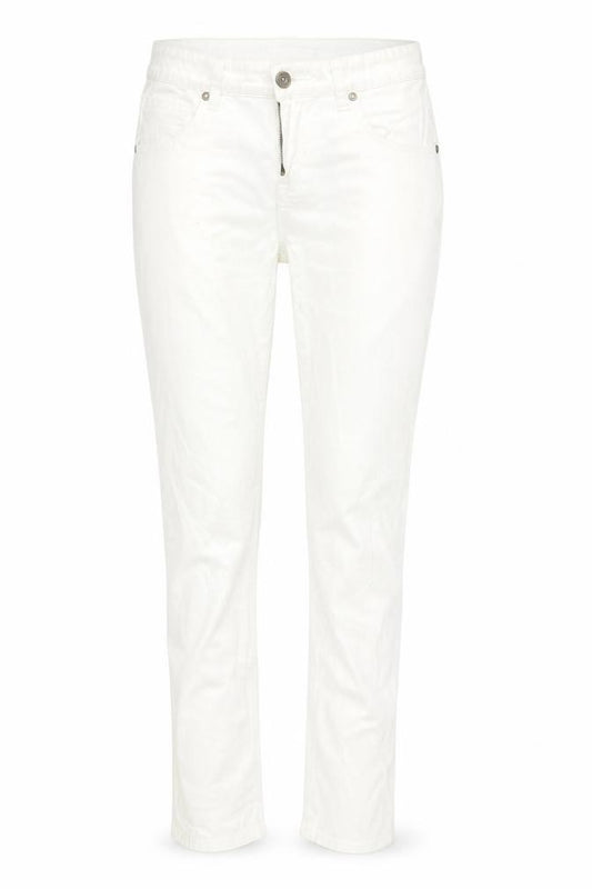 Front view of Diamonds &Divas women’s white denim skinny jeans, size UK 12, 29-inch leg