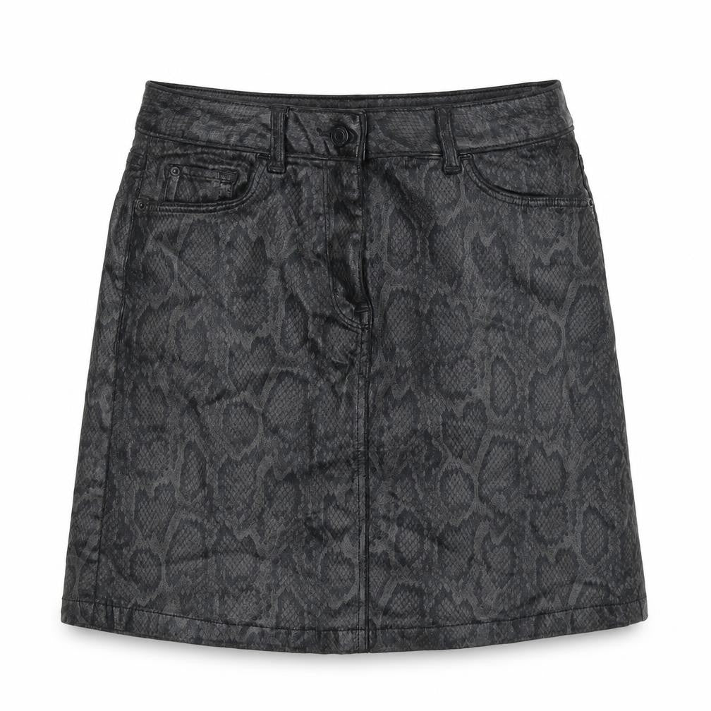 M&S Womens Grey Animal Print  A-Line Skirt Size 8  - Snake print