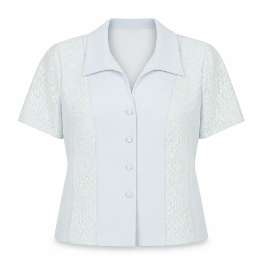 Front view of Condici women’s green floral basic button-up, size UK 14