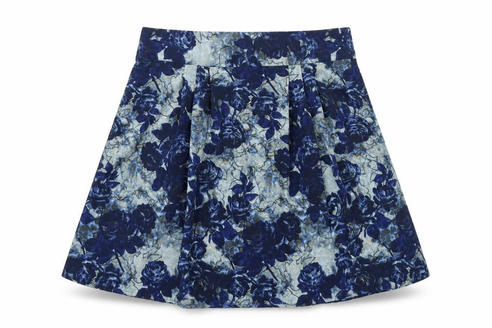 Preworn Womens Black Floral  Flare Skirt Size 10
