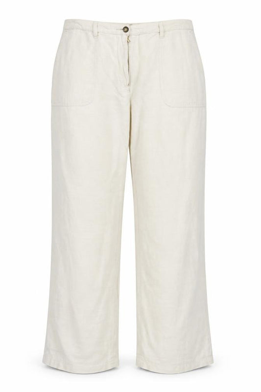 Front view of Etam women’s ivory trousers, size UK 16, 31-inch leg