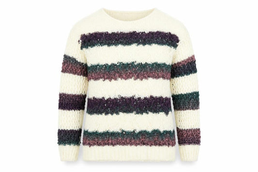 Front view of Matalan women’s ivory striped jumper, size M