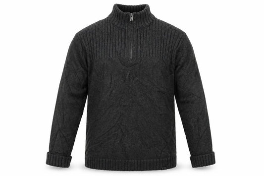 Front view of Burton men’s grey henley jumper, size L