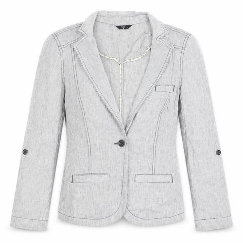 M&Co Womens Grey Striped  Jacket Coat Size 8