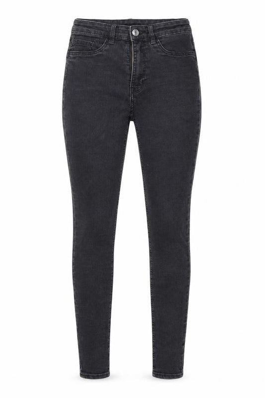 Front view of Divided women’s black denim skinny jeans, size UK 10, 27-inch leg